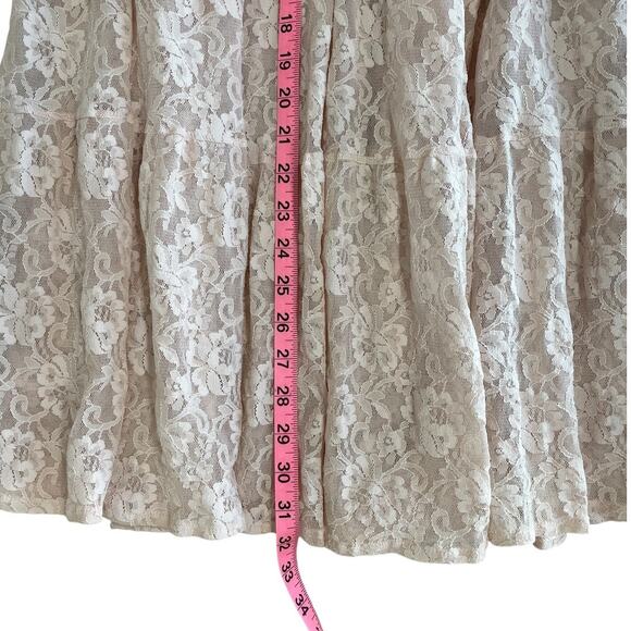Vtg Cynthia San Fancisco Sheer Lace Tiered Skirt Blush Size Large Romantic Boho - Picture 7 of 9